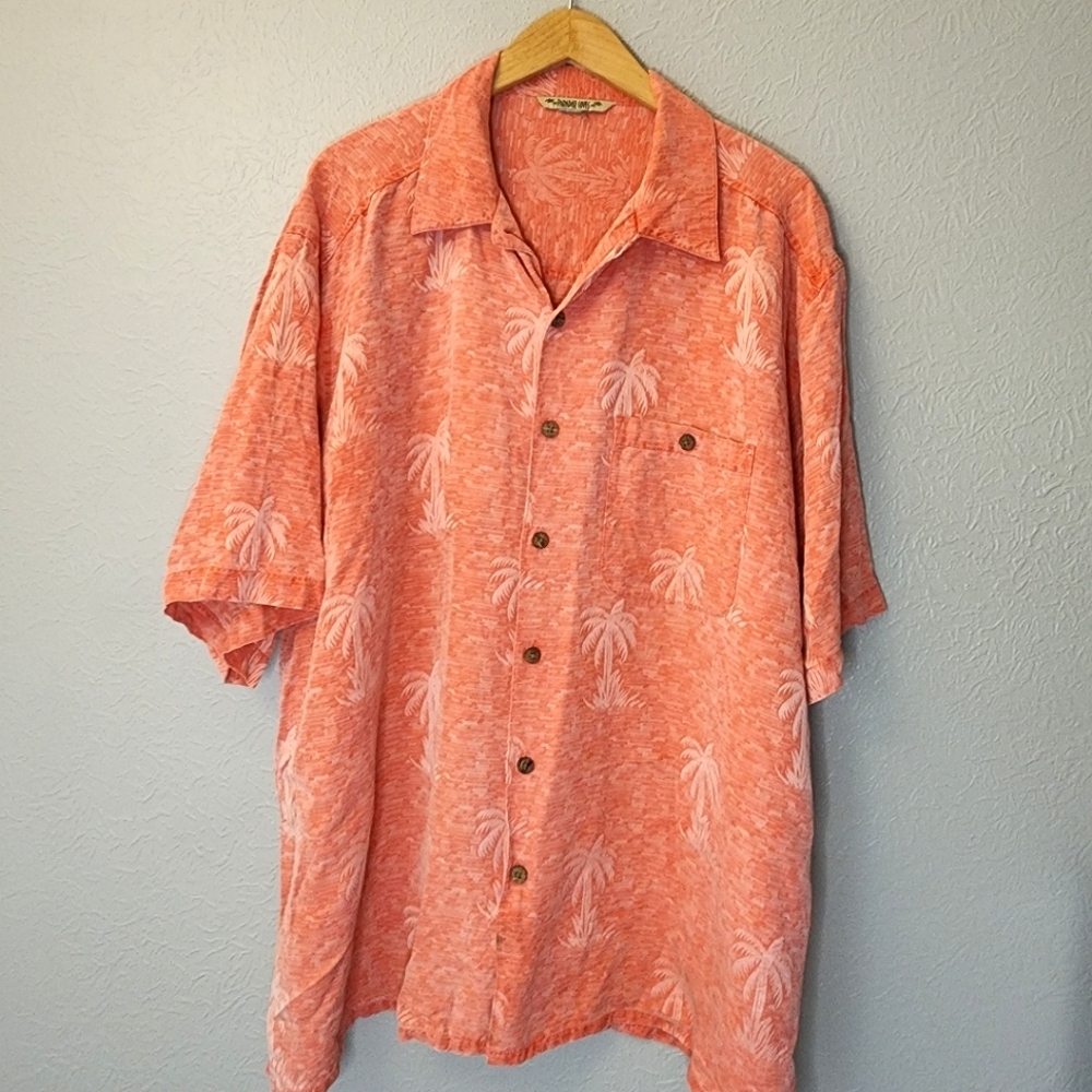 Paradise Coves Men's Button Down Short Sleeve‎ Shirt 100% Silk Blend Beach BoxC